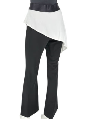 Pamella Roland Black Pants with White Asymmetrical Overlay – Large