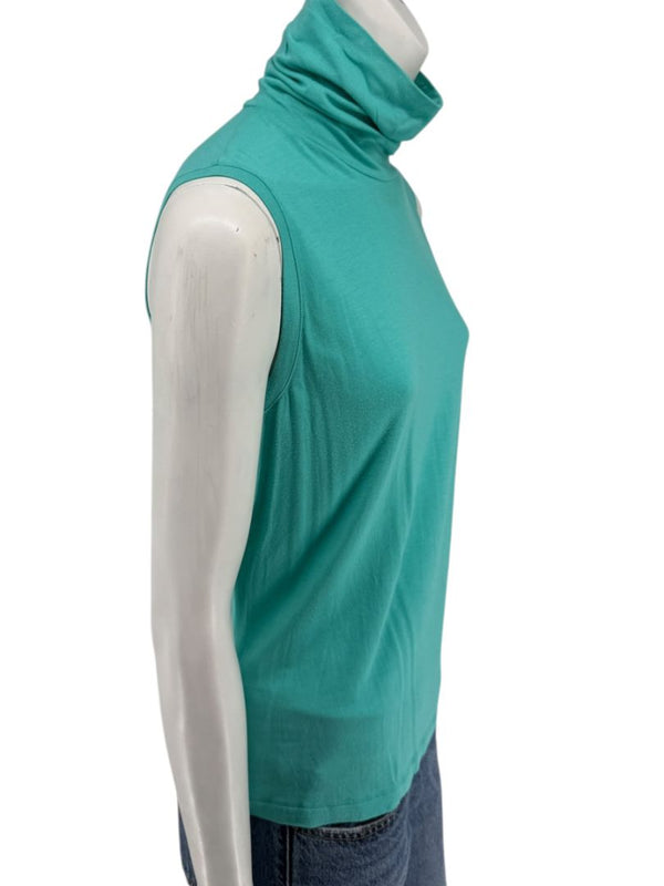 Les Copains Sleeveless Aqua Turtleneck Top – Size IT 46 (US L)
