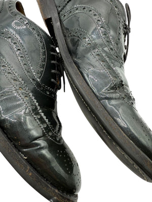 Church’s Deep Gray/Green Patent Leather Wingtip Brogue Oxfords – Size 40