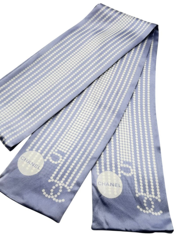 Chanel Lavender CC & Pearl Motif Silk Scarf – Excellent Preowned Condition