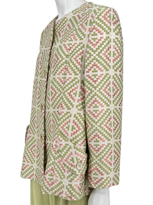 Bill Blass Three-Piece Green & Geometric Jacket Pant Set – XL