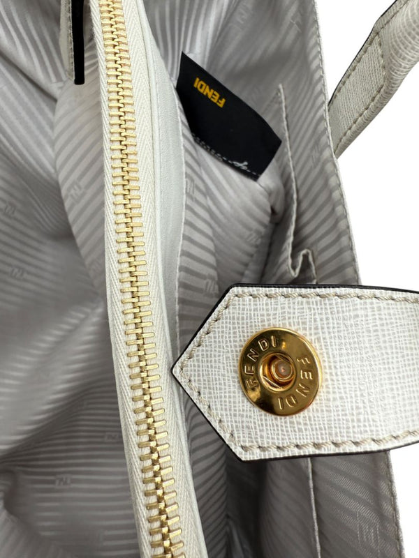 Fendi Vitello Elite 2Jours Tote in White