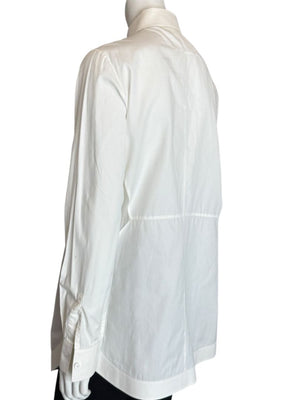 Givenchy Paris White Cotton Silk Button Down Shirt Blouse Women’s FR 42 US 10