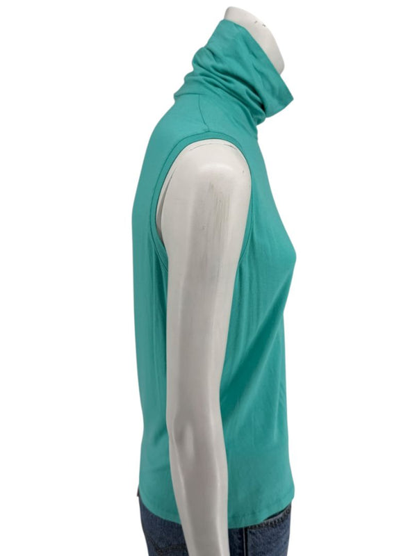 Les Copains Sleeveless Aqua Turtleneck Top – Size IT 46 (US L)