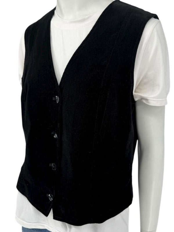 Dana B. and Karen Women’s Black Velvet Button-Front Vest – Size 12