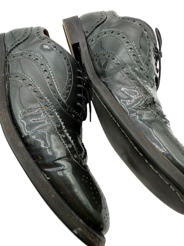 Church’s Deep Gray/Green Patent Leather Wingtip Brogue Oxfords – Size 40