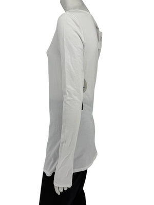 Karl Lagerfeld White Graphic Long Sleeve Cotton Top – Size M