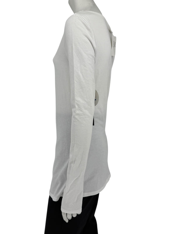 Karl Lagerfeld White Graphic Long Sleeve Cotton Top – Size M