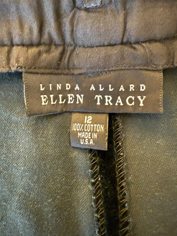 Linda Allard for Ellen Tracy Black Velvet Straight-Leg Trousers – Size 12