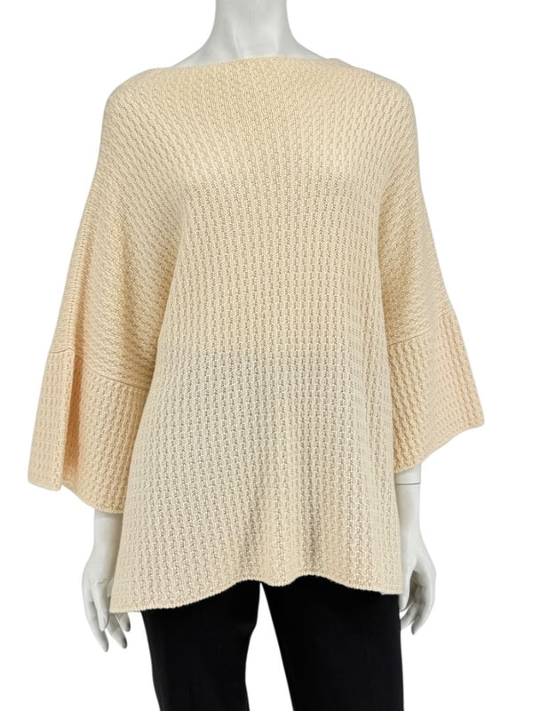 Eskandar Cream Merino Wool Textured Knit Sweater – One Size