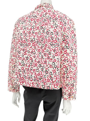 St. John Sport by Marie Gray Red & Black Circle Print Tank T-Shirt & Denim-Style Jacket Set – Size Jacket XL / Tank L