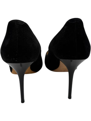 Jimmy Choo Black Suede & Croc-Embossed Leather Pointed Toe Pumps - Size 39