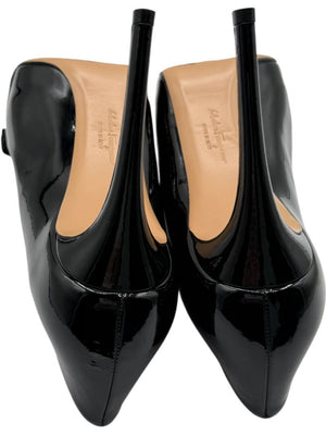 Salvatore Ferragamo Black Patent Leather Peep Toe Pumps – Size 8.5B