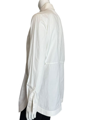 Givenchy Paris White Cotton Silk Button Down Shirt Blouse Women’s FR 42 US 10
