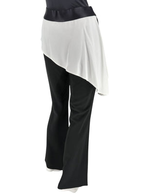 Pamella Roland Black Pants with White Asymmetrical Overlay – Large