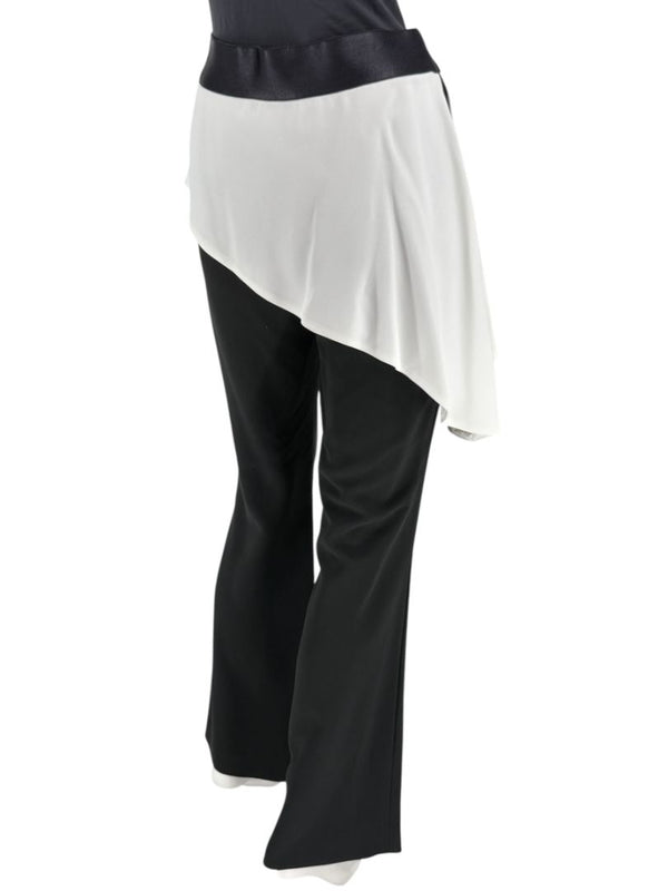 Pamella Roland Black Pants with White Asymmetrical Overlay – Large