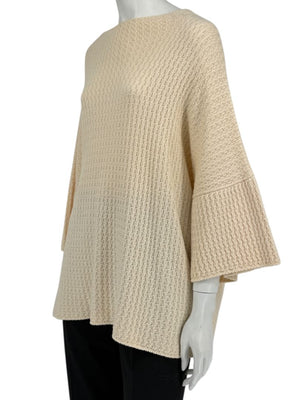 Eskandar Cream Merino Wool Textured Knit Sweater – One Size