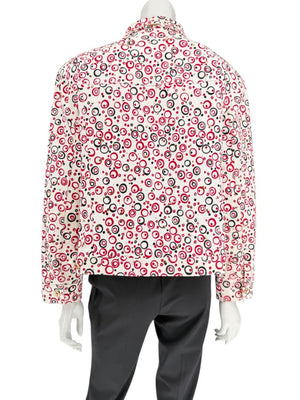 St. John Sport by Marie Gray Red & Black Circle Print Tank T-Shirt & Denim-Style Jacket Set – Size Jacket XL / Tank L
