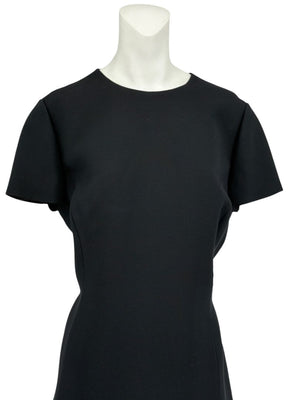 CHRISTIAN DIOR Black Wool-Silk Mini Dress with Sequin Embroidered Hem - US 12