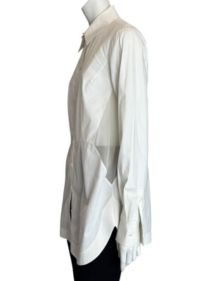 Givenchy Paris White Cotton Silk Button Down Shirt Blouse Women’s FR 42 US 10