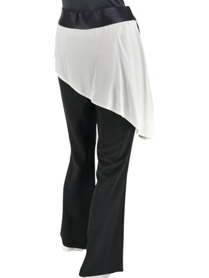 Pamella Roland Black Pants with White Asymmetrical Overlay – Large