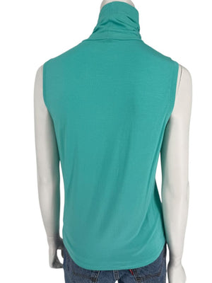Les Copains Sleeveless Aqua Turtleneck Top – Size IT 46 (US L)
