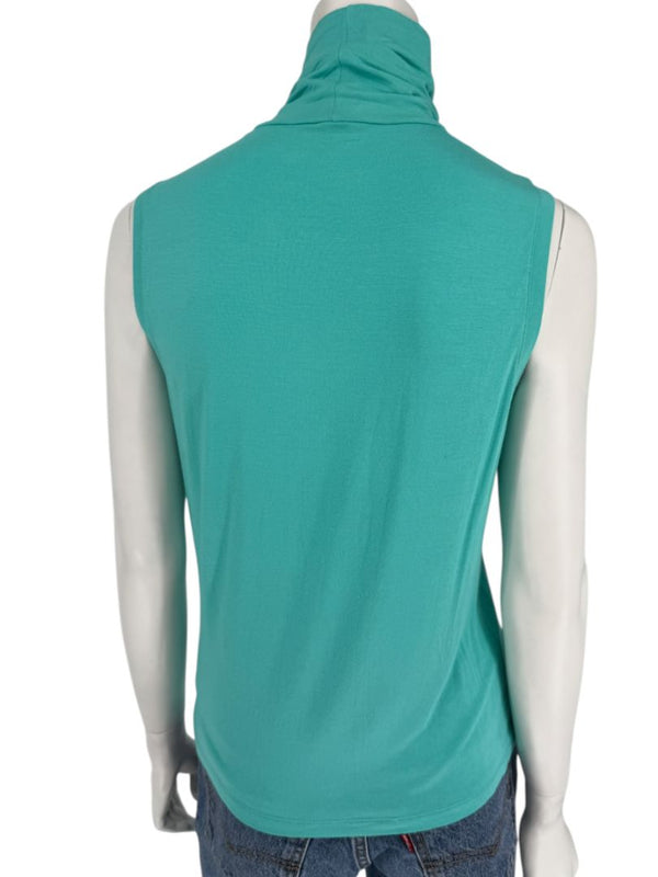 Les Copains Sleeveless Aqua Turtleneck Top – Size IT 46 (US L)