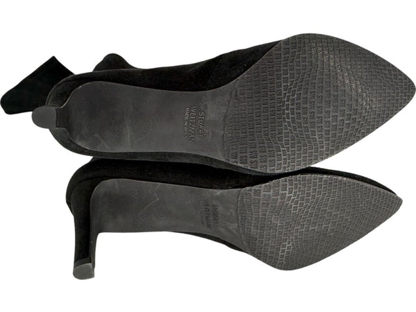 Stuart Weitzman Black Suede Knee-High Heeled Boots – Size 8.5M