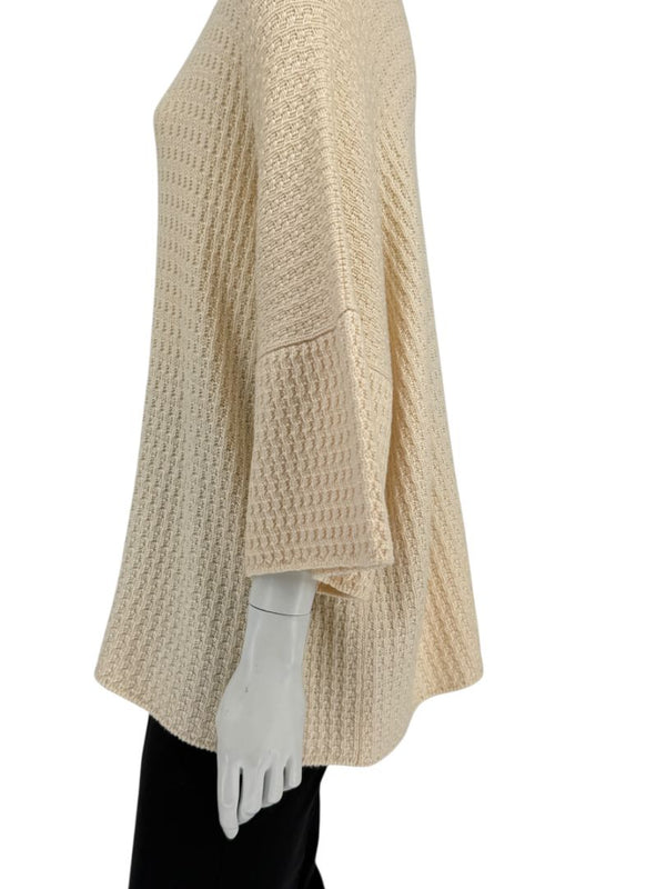 Eskandar Cream Merino Wool Textured Knit Sweater – One Size