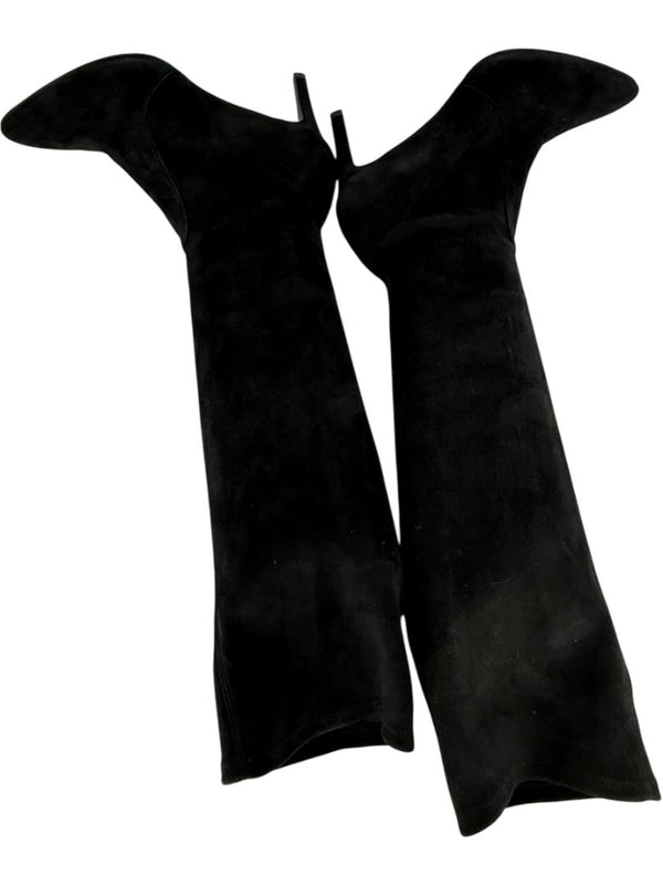 Stuart Weitzman Black Suede Knee-High Heeled Boots – Size 8.5M