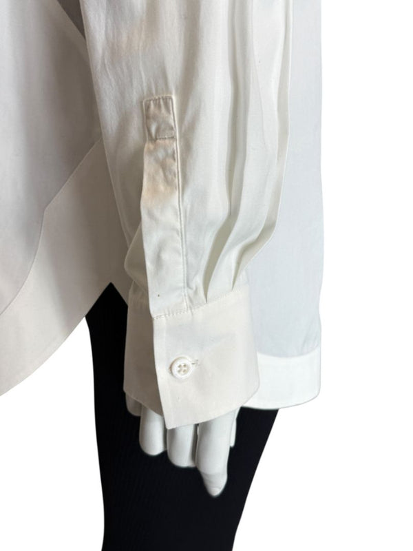 Givenchy Paris White Cotton Silk Button Down Shirt Blouse Women’s FR 42 US 10