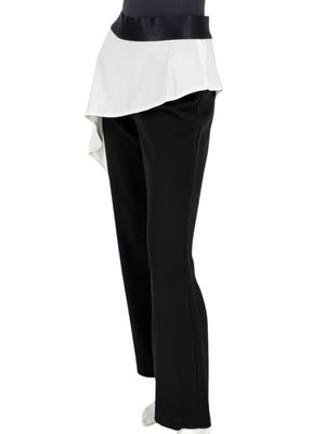 Pamella Roland Black Pants with White Asymmetrical Overlay – Large