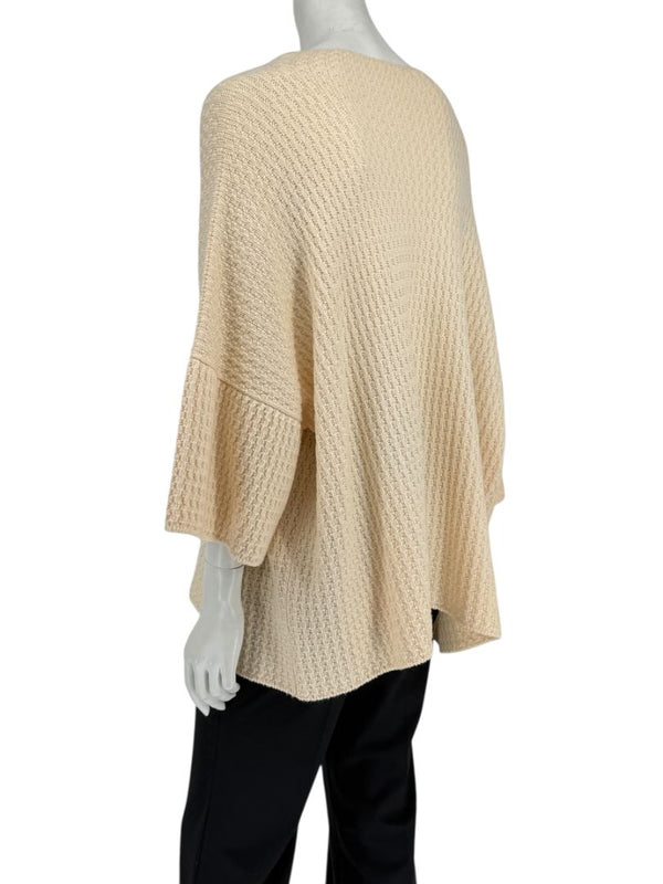 Eskandar Cream Merino Wool Textured Knit Sweater – One Size