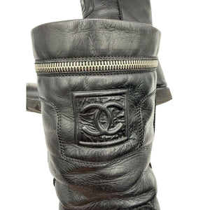 Chanel Leather Mid-Calf Moto Boots – Size 40.5