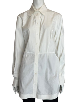 Givenchy Paris White Cotton Silk Button Down Shirt Blouse Women’s FR 42 US 10