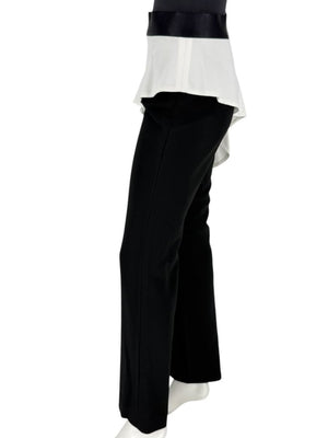 Pamella Roland Black Pants with White Asymmetrical Overlay – Large