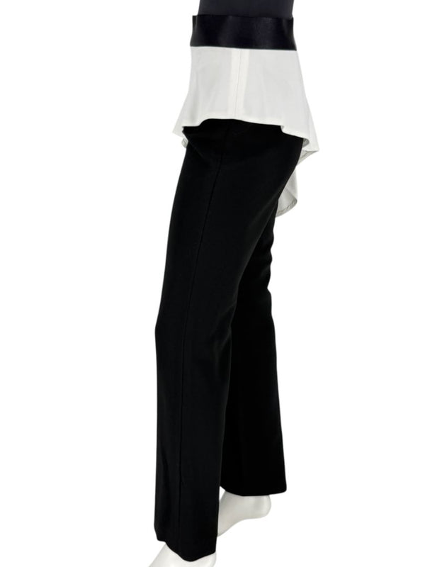 Pamella Roland Black Pants with White Asymmetrical Overlay – Large