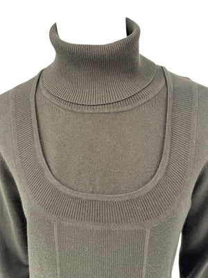 Burberry London Olive Silk-Wool-Cashmere Turtleneck Sweater – Size L