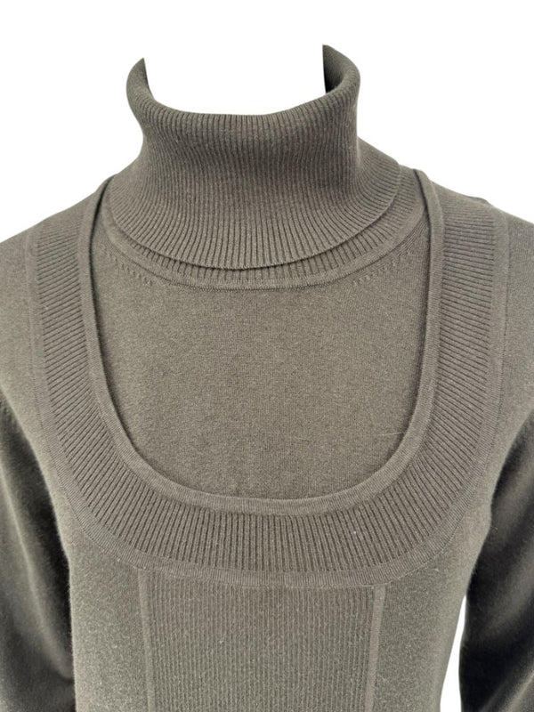 Burberry London Olive Silk-Wool-Cashmere Turtleneck Sweater – Size L