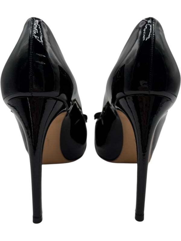 Salvatore Ferragamo Black Patent Leather Peep Toe Pumps – Size 8.5B