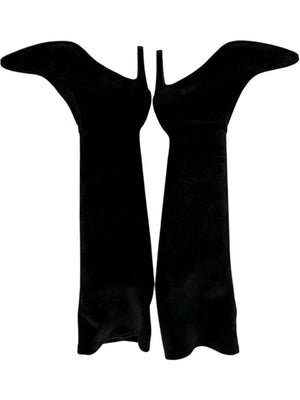 Stuart Weitzman Black Suede Knee-High Heeled Boots – Size 8.5M