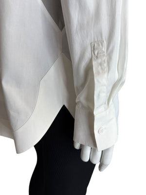 Givenchy Paris White Cotton Silk Button Down Shirt Blouse Women’s FR 42 US 10