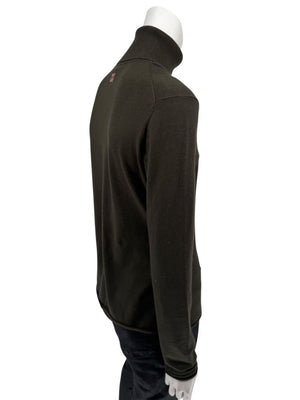 Burberry London Olive Silk-Wool-Cashmere Turtleneck Sweater – Size L