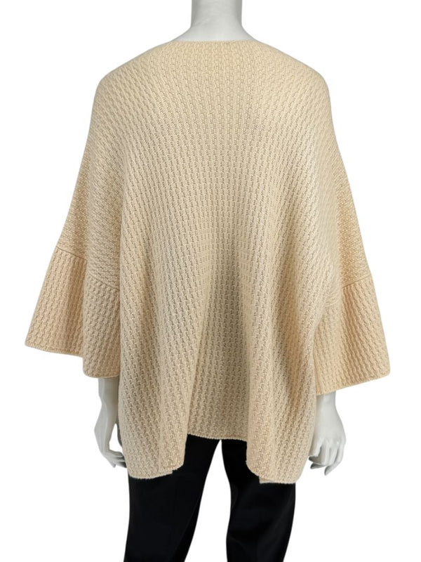 Eskandar Cream Merino Wool Textured Knit Sweater – One Size