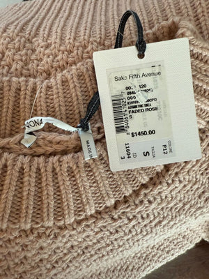 Agnona Faded Rose Cashmere-Cotton Asymmetric Short Sleeve Sweater – Size S