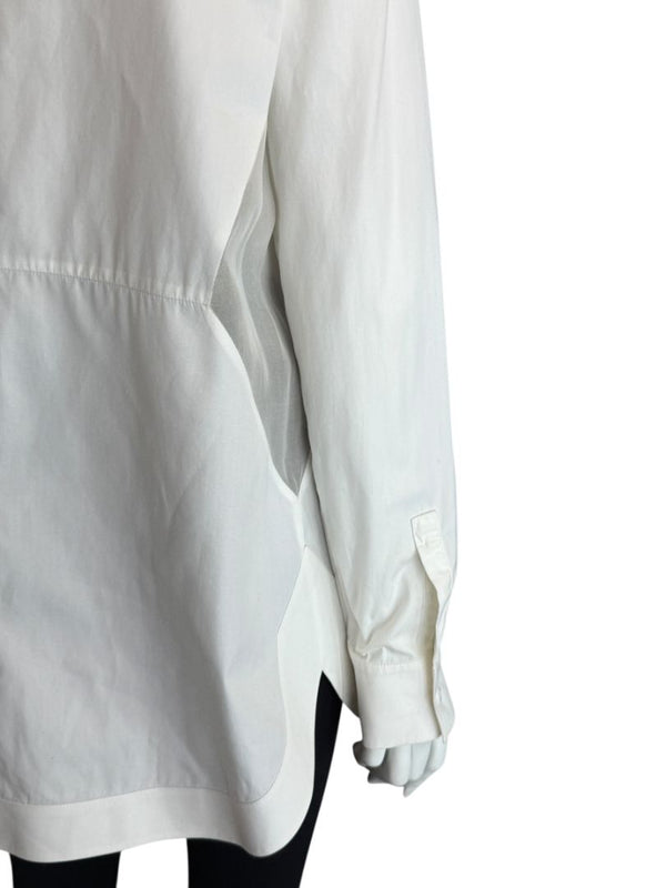 Givenchy Paris White Cotton Silk Button Down Shirt Blouse Women’s FR 42 US 10