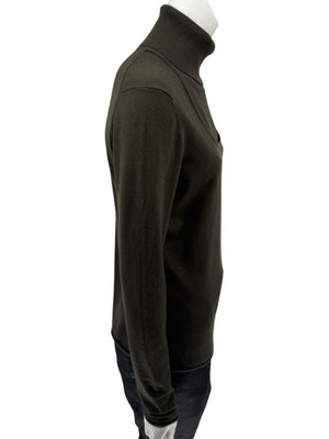 Burberry London Olive Silk-Wool-Cashmere Turtleneck Sweater – Size L