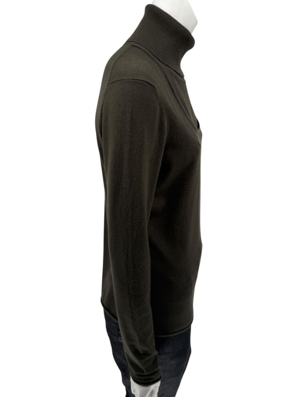 Burberry London Olive Silk-Wool-Cashmere Turtleneck Sweater – Size L