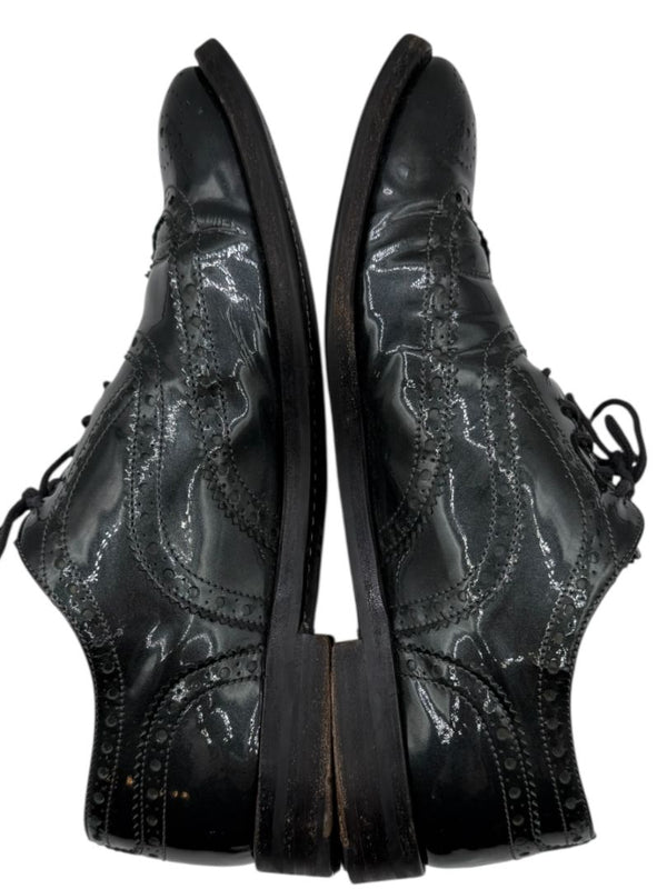 Church’s Deep Gray/Green Patent Leather Wingtip Brogue Oxfords – Size 40