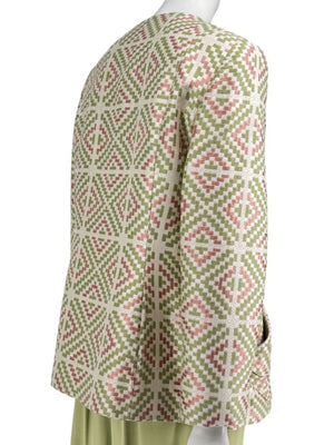 Bill Blass Three-Piece Green & Geometric Jacket Pant Set – XL